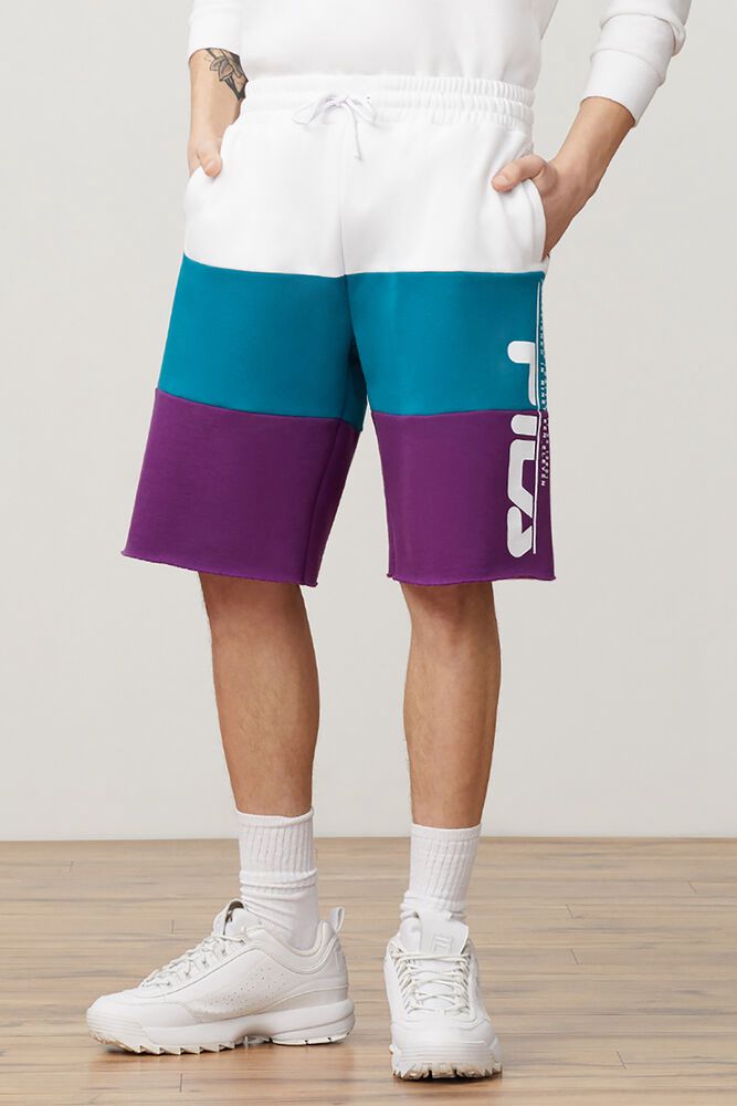 Fila Miesten Shortsit Stu Valkoinen/Violetit - OBFG-17392